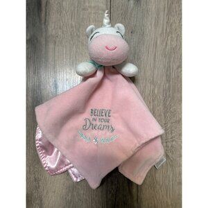 Baby Starters Pink Unicorn Security Blanket Believe in your Dreams Pink Satin